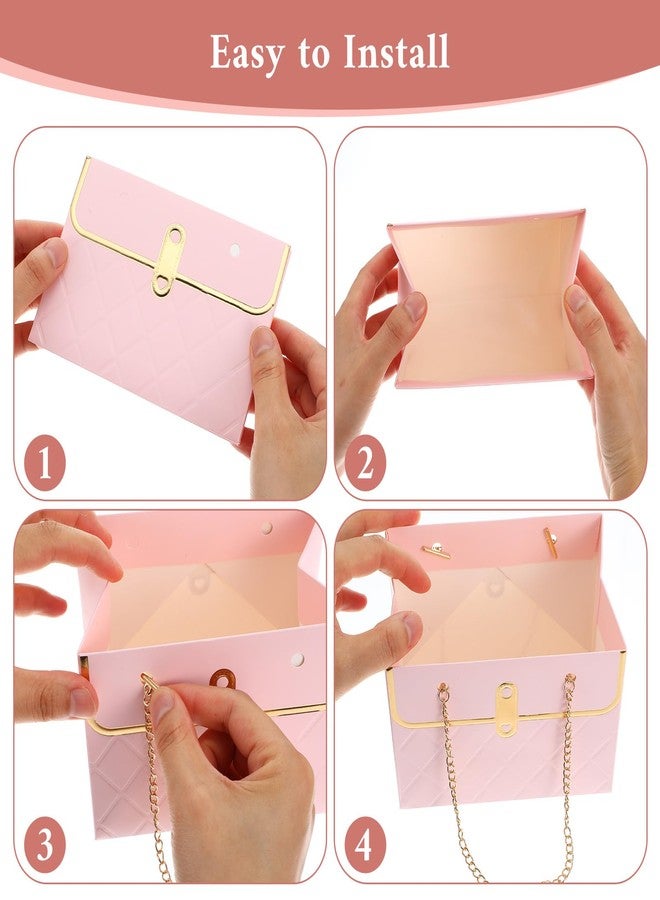 AojSup 18 Pack Flower Paper Gift Bags with Chain, Flower Bouquet Bags Handbag Florist Wrap Box for Wedding Party Valentine's Day Birthday Mother's Day Bridal Shower Wrap Bag, 5.9" x 3.9" x 4.3" - Image 4